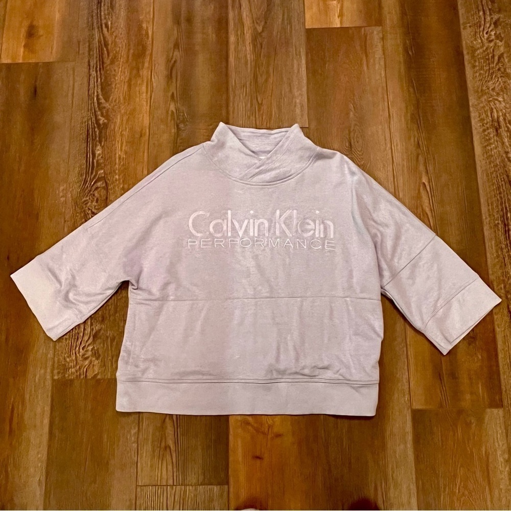 Calvin Klein‎ Performance Womens L Embroidered Logo Pocketed Sweatshirt Lavender